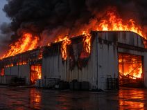 Incendio de ocho naves industriales en Palma de Mallorca