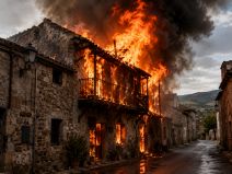 Incendio en casa rústica de la que deriva una investigación de fraude múltiple.